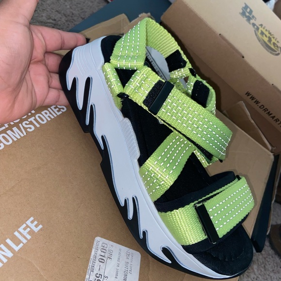 Zara Neon Green Reflective Platform Sandals